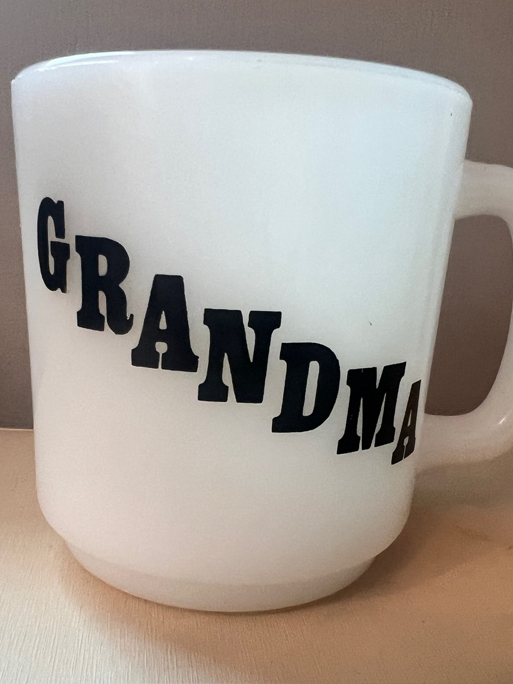 Vintage Glasbake White Milk Glass Mug Grandma With Poem Gift Retro Cottagecore